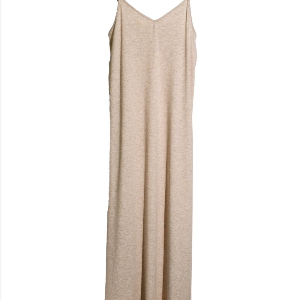 Carly Jean Los Angeles Oatmeal Heather Maxi Slip Dress WITH POCKETS - Picture 6 of 8